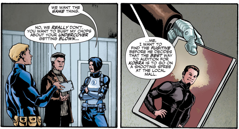 Sarge Steel and Sasha Bordeaux, leaders of two different spy organization, argue about a mission gone awry.
